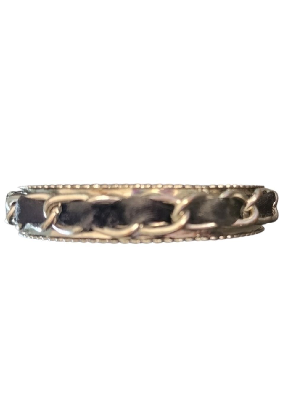Silver and Black Chain Bangle Bracelet